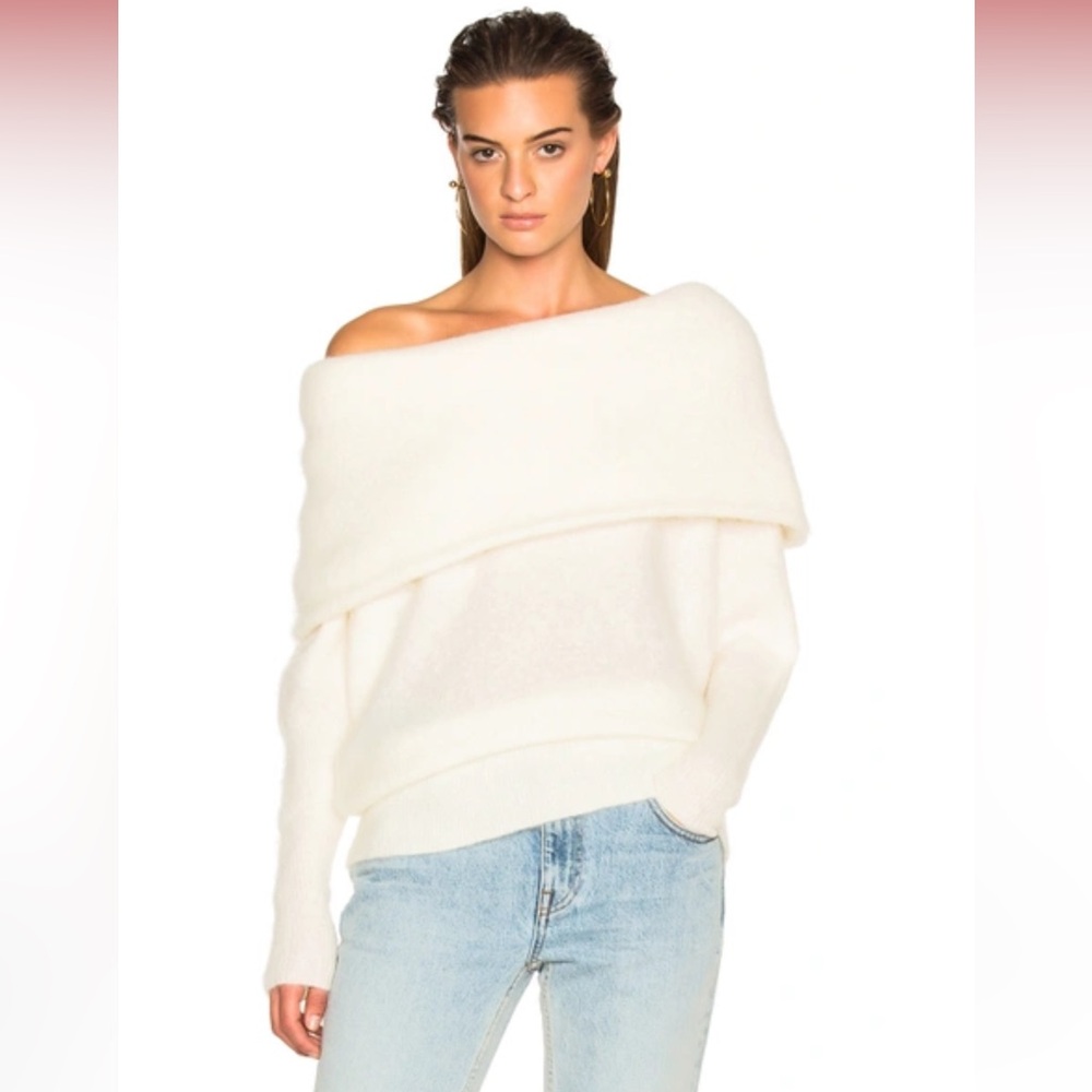 Acne Studios Daze Mohair Pearl White Wool Knit Sweater